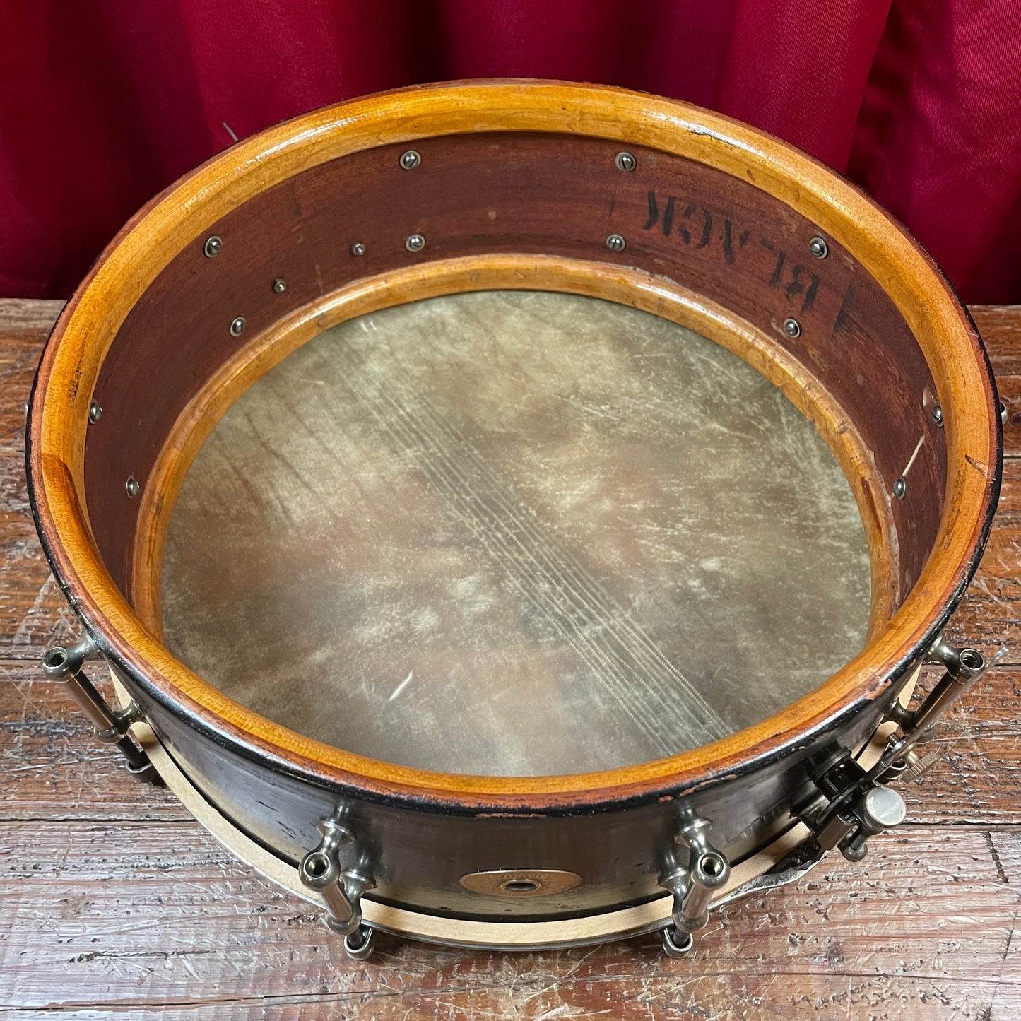 1928 Ludwig & Ludwig 5x14 No. 22 Professional Standard Solid Shell All-Round Model Snare Drum Black Lacquer