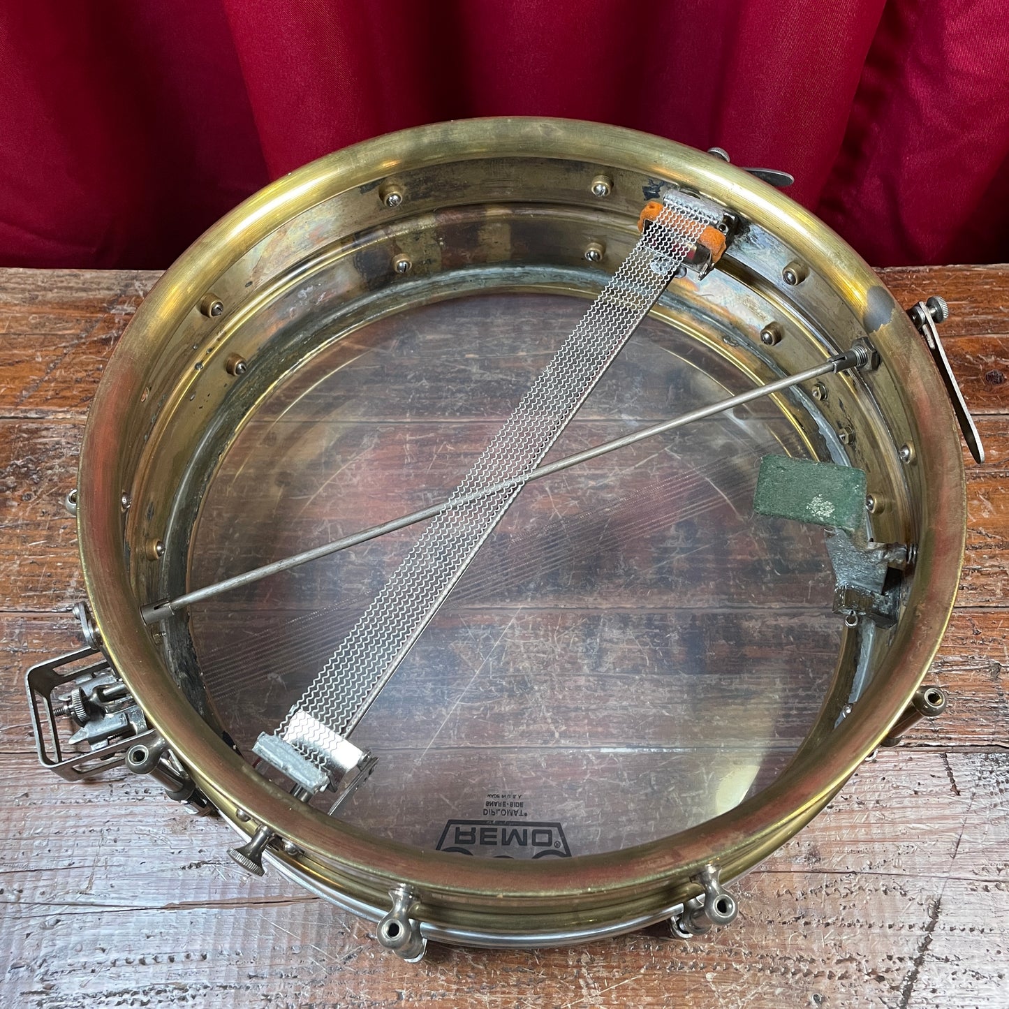 1920s Ludwig 5x14 No. 655 Super Sensitive Snare Drum Brass Dual Strainer