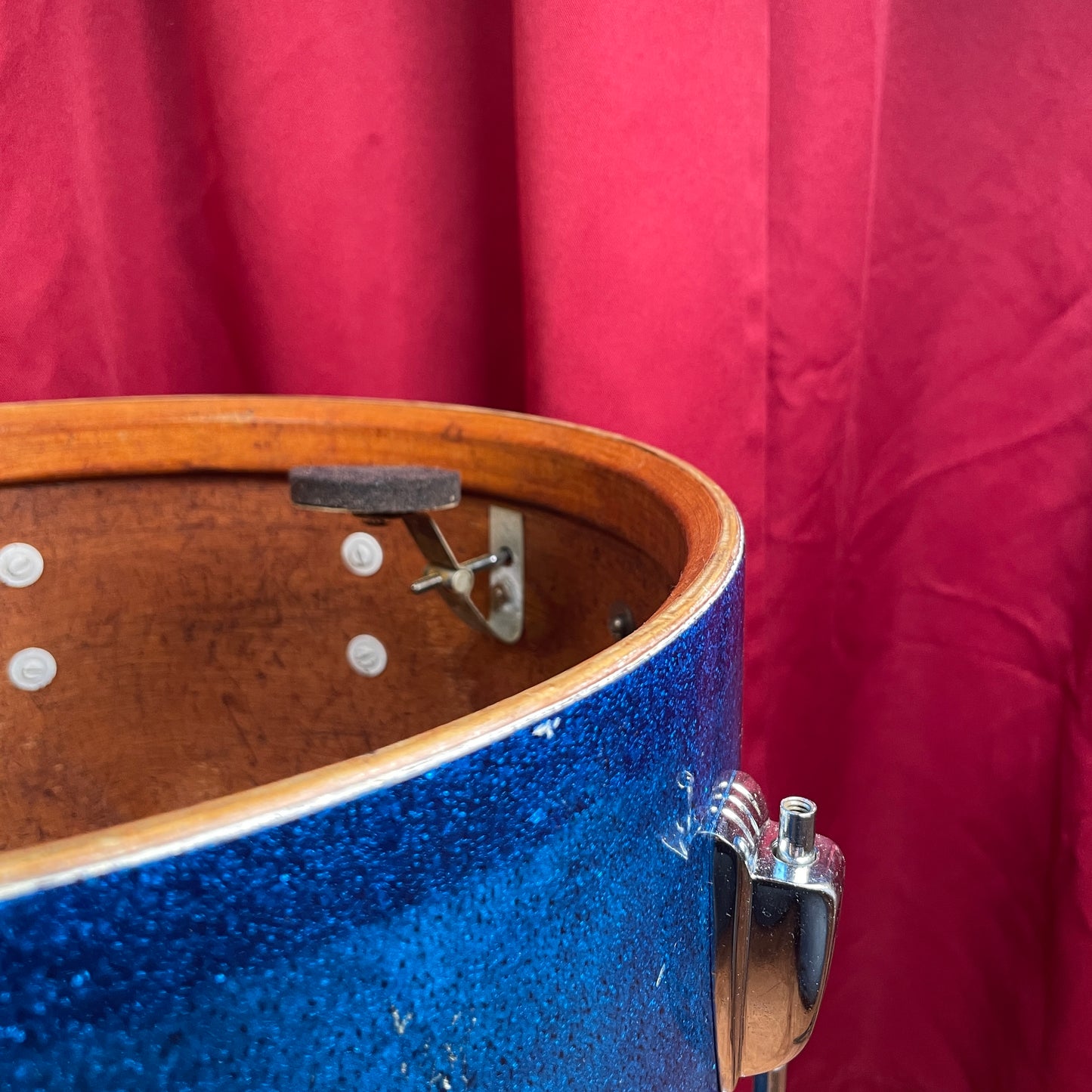 1958-1959 Ludwig Super Classic 14x14 Trans Badge Floor Tom Blue Sparkle COB