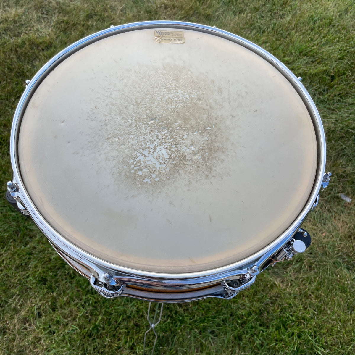 1958-1960 Ludwig Down Beat 4x14 Snare Drum Gold Sparkle