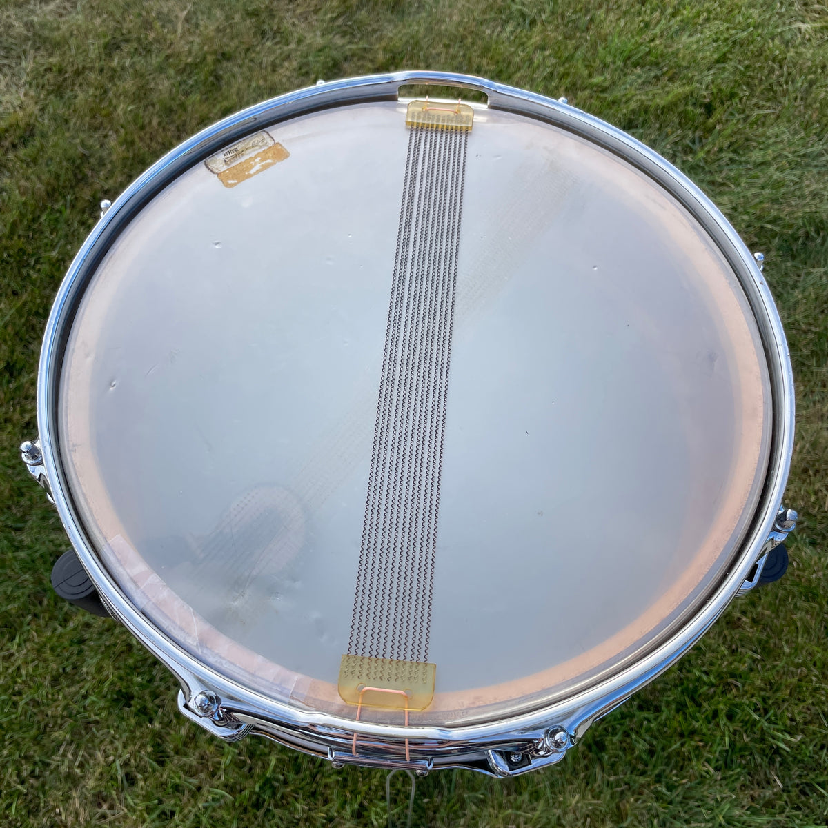1958-1960 Ludwig Down Beat 4x14 Snare Drum Gold Sparkle