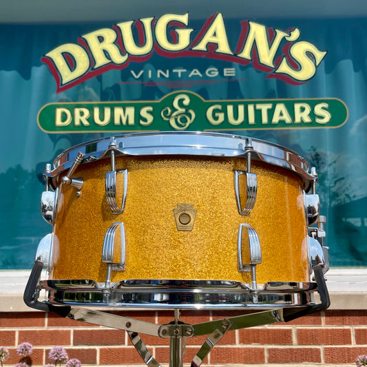 1960s Ludwig 6.5x14 Symphonic Model Snare Drum No. 902P Gold Sparkle