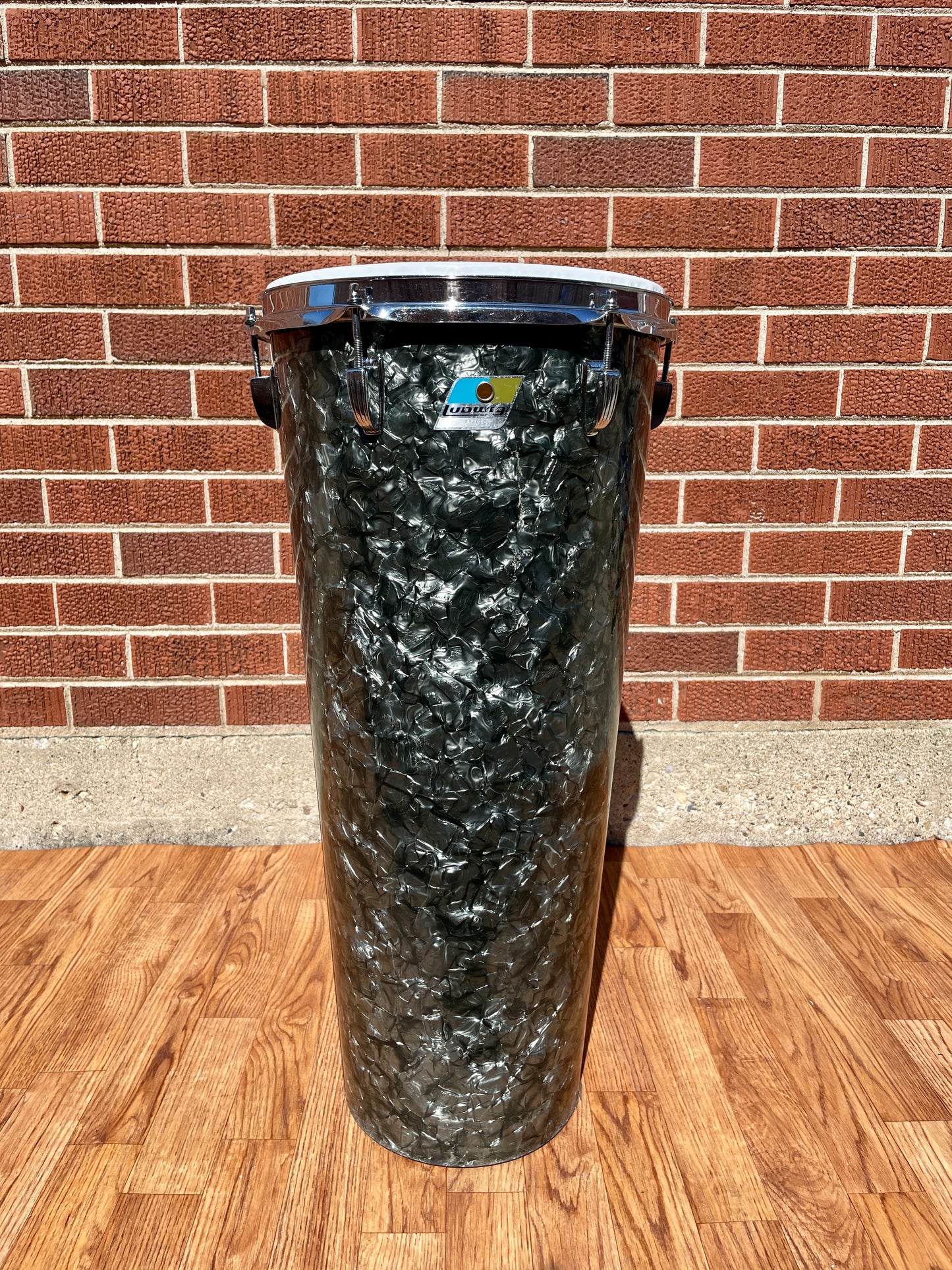 1971 Ludwig 12x27 No. 2374P Tunable Conga Drum Black Diamond Pearl