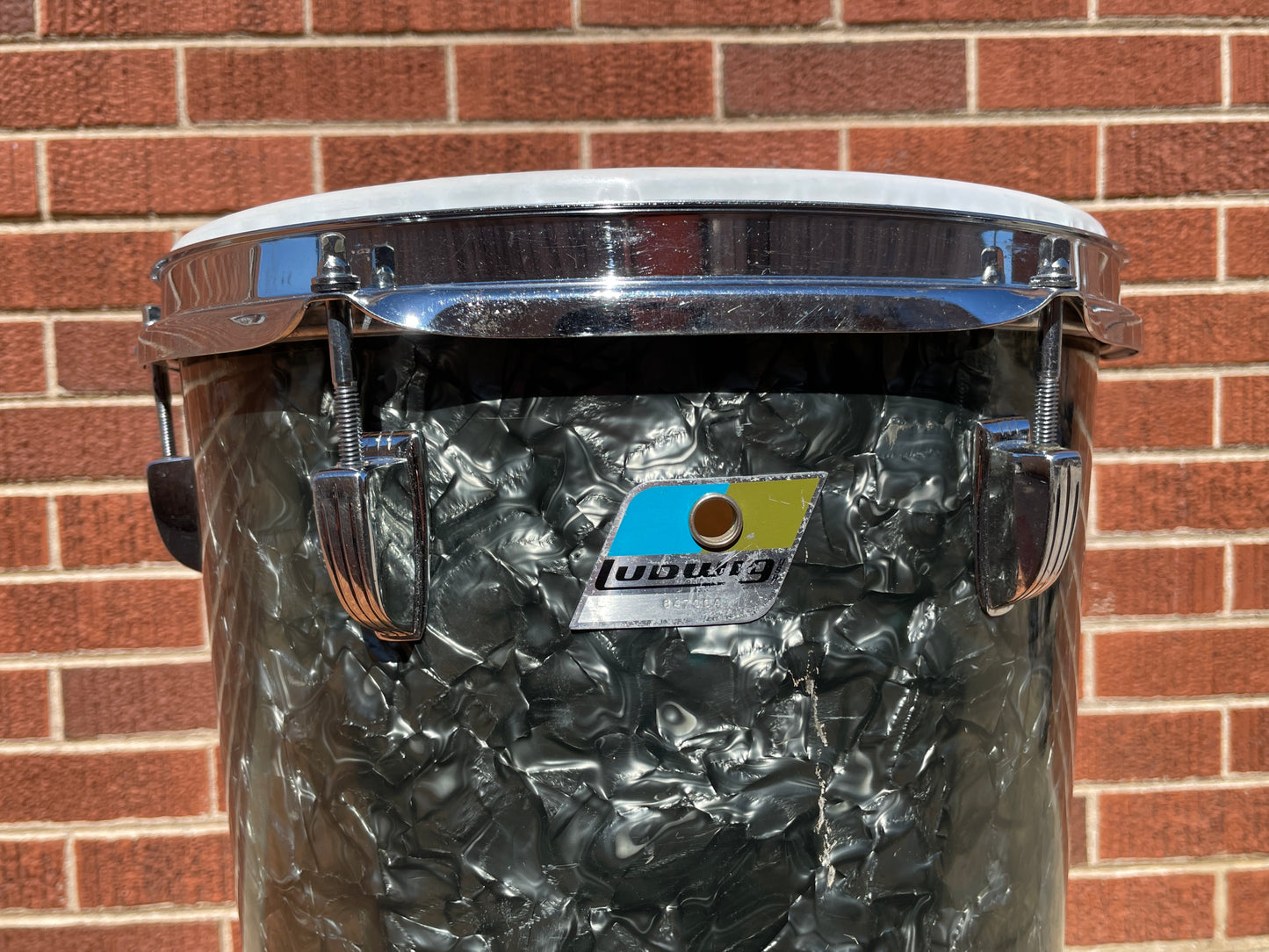 1971 Ludwig 12x27 No. 2374P Tunable Conga Drum Black Diamond Pearl