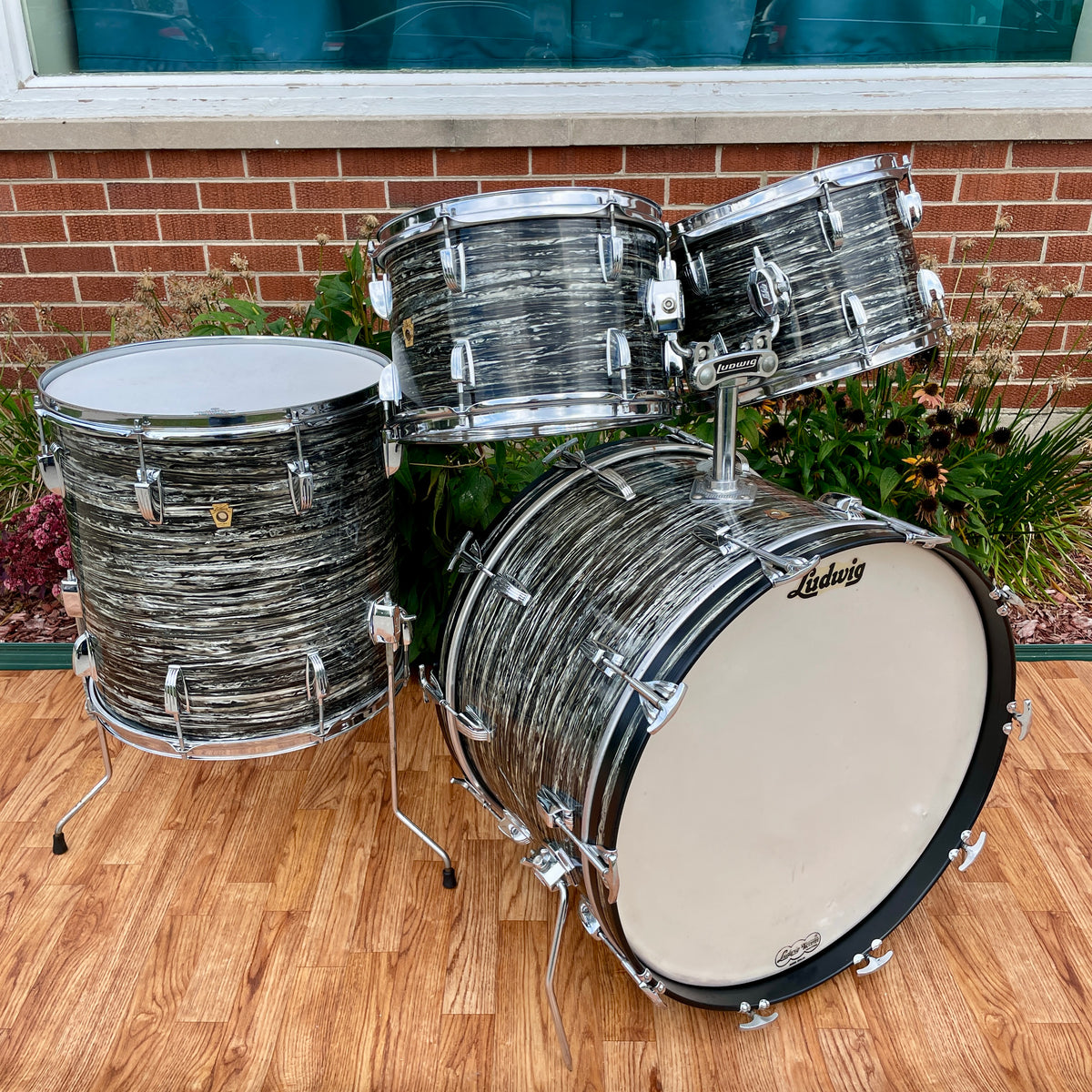1966 Ludwig Hollywood Drum Set Oyster Black Pearl 22/12/12/16