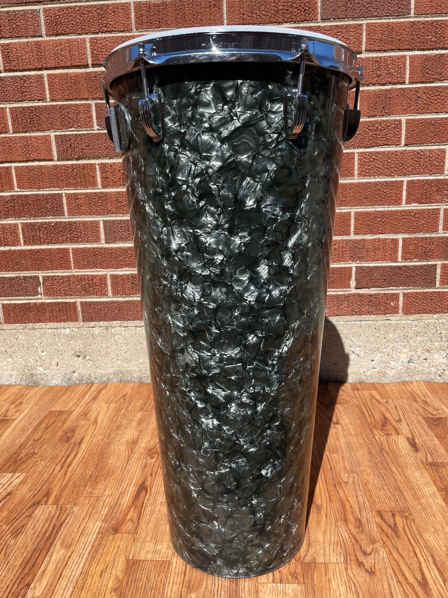 1971 Ludwig 12x27 No. 2374P Tunable Conga Drum Black Diamond Pearl