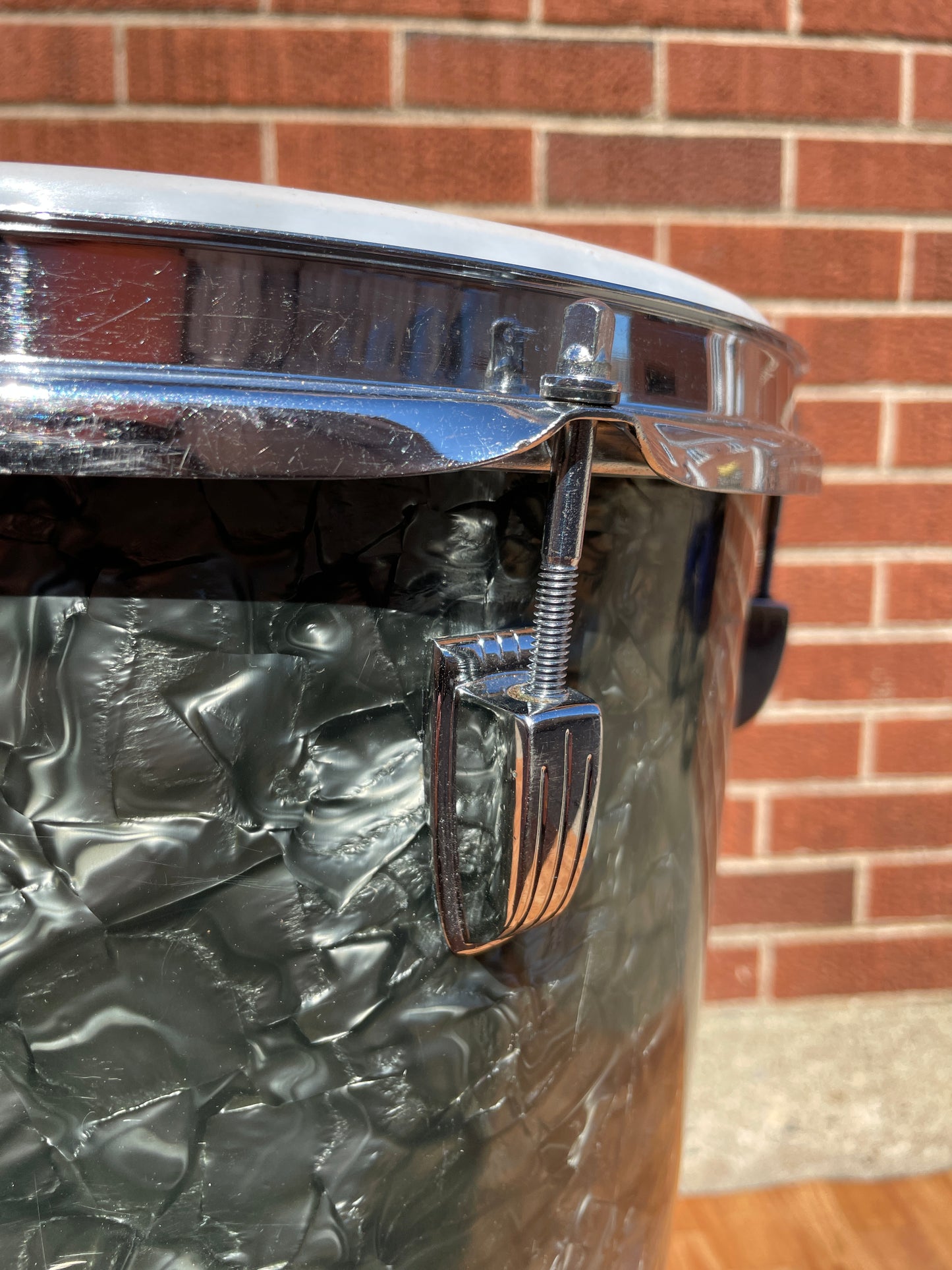 1971 Ludwig 12x27 No. 2374P Tunable Conga Drum Black Diamond Pearl