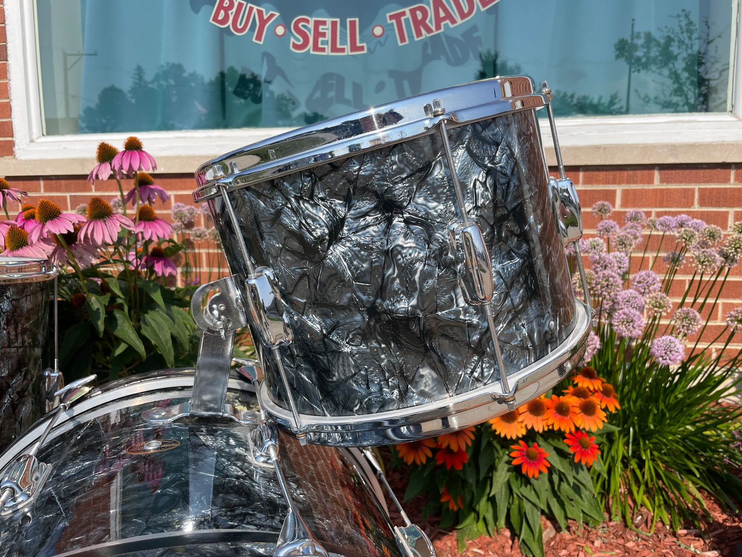 1960s Slingerland No. 74N Stage Band Drum Set Black Diamond Pearl 20/13/14 w/ 5.5x14 Snare Drum