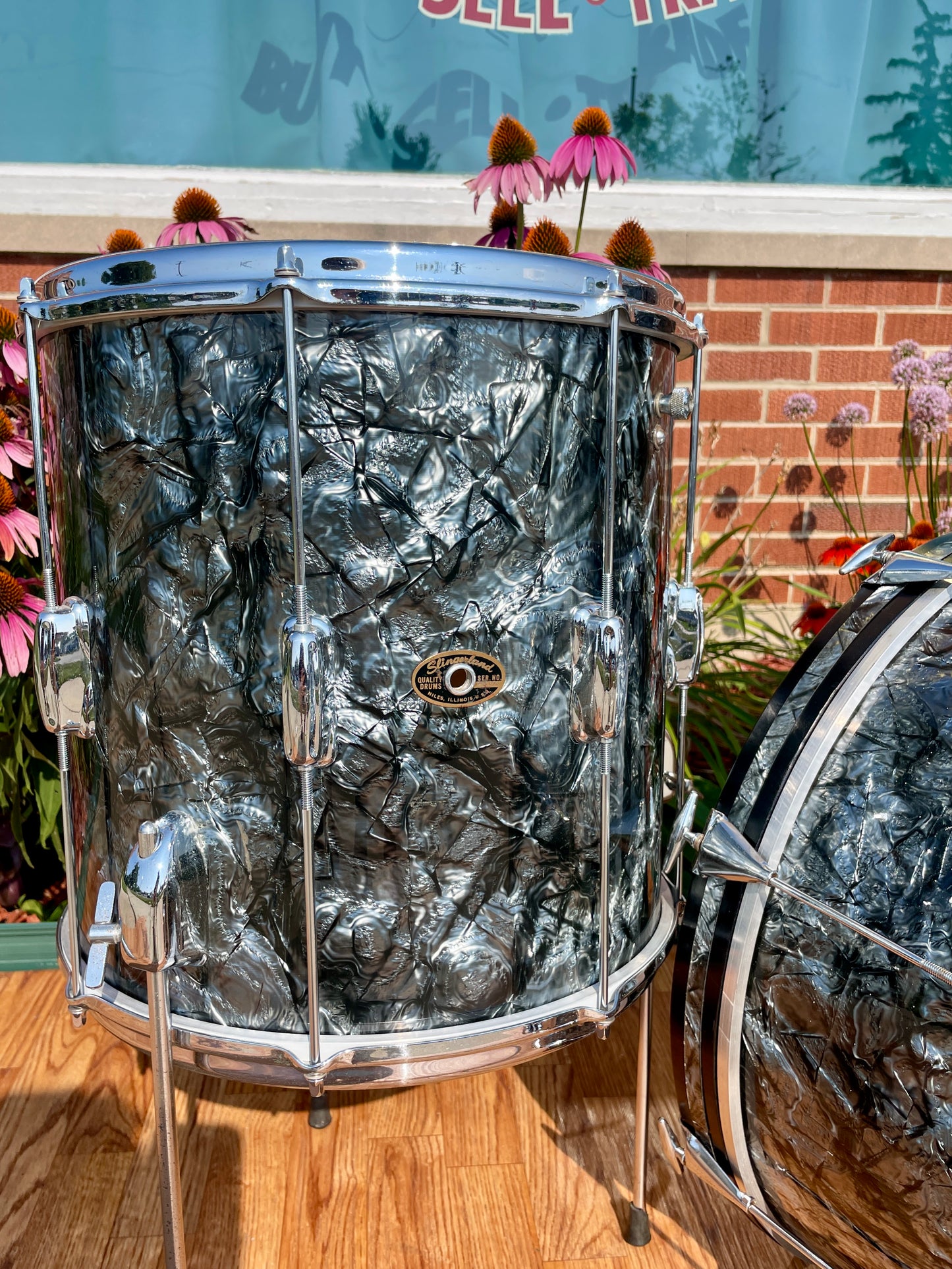 1960s Slingerland No. 74N Stage Band Drum Set Black Diamond Pearl 20/13/14 w/ 5.5x14 Snare Drum