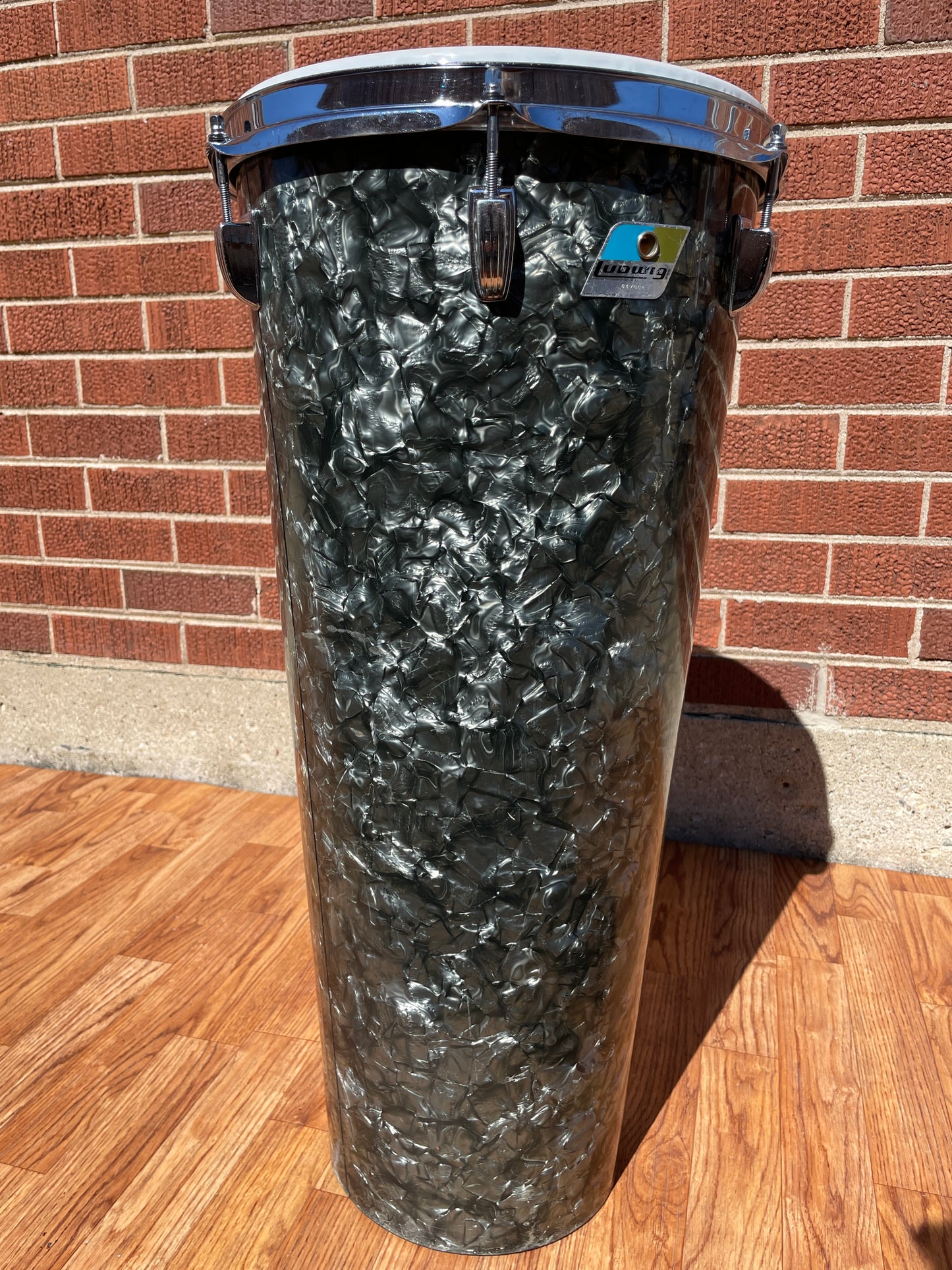 1971 Ludwig 12x27 No. 2374P Tunable Conga Drum Black Diamond Pearl