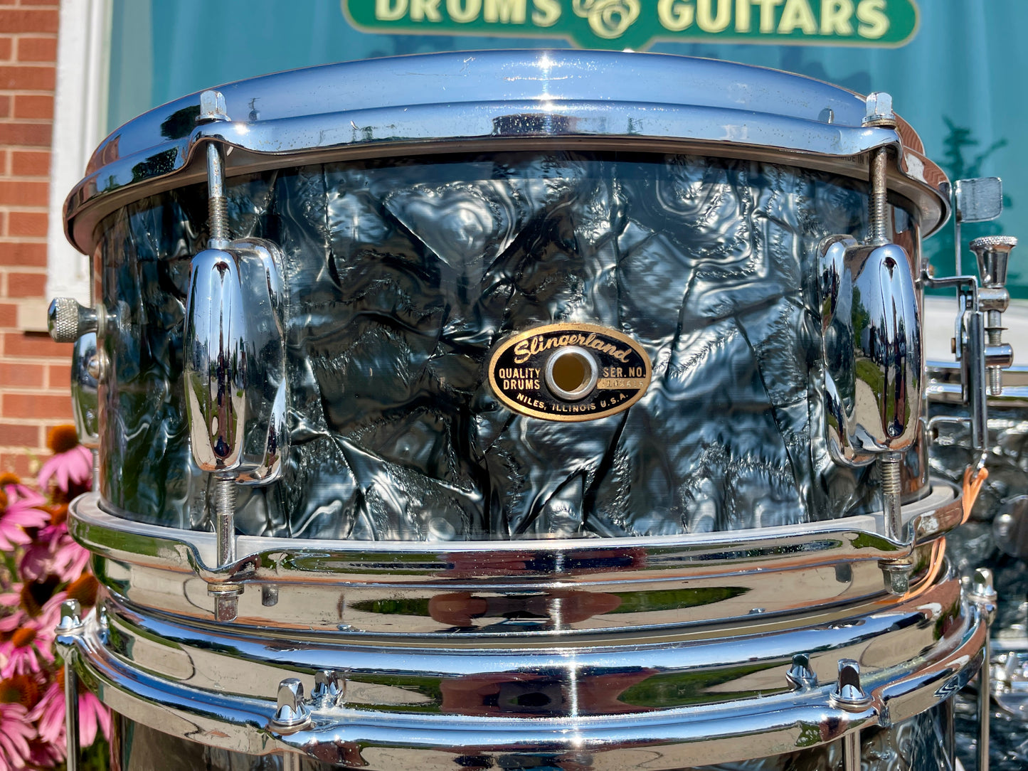 1960s Slingerland No. 74N Stage Band Drum Set Black Diamond Pearl 20/13/14 w/ 5.5x14 Snare Drum