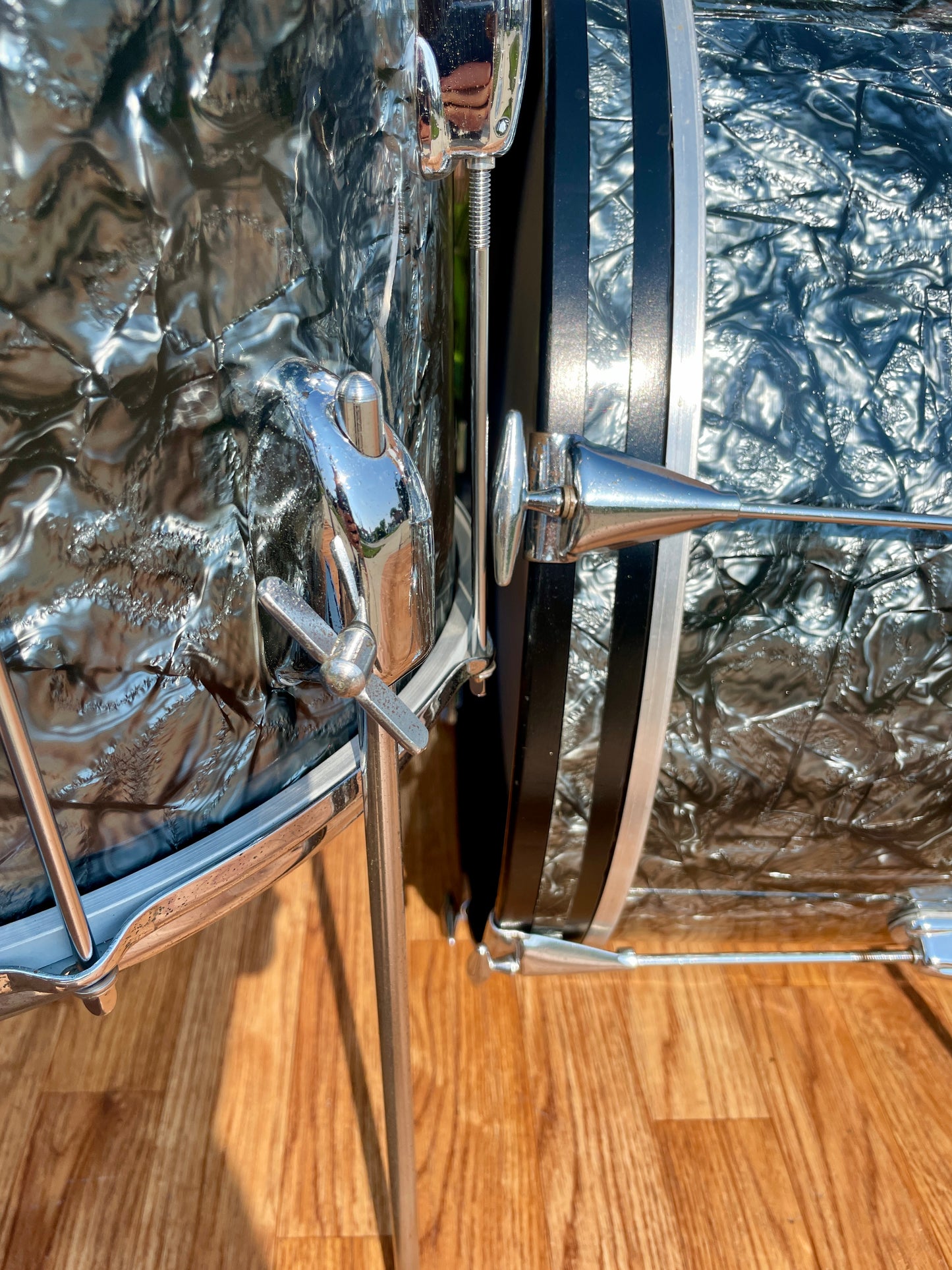 1960s Slingerland No. 74N Stage Band Drum Set Black Diamond Pearl 20/13/14