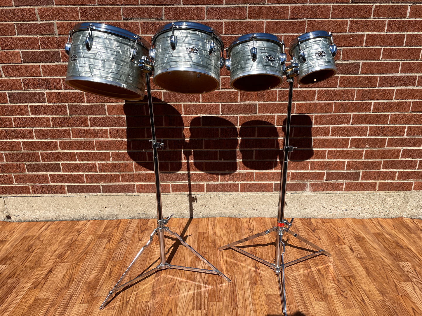 1970s Slingerland 10" / 12" Concert Tom Pair Sky Blue Pearl w/ Stand