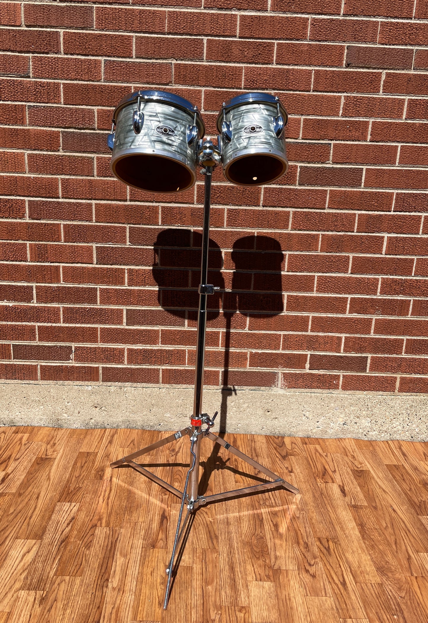 1970s Slingerland 6" / 8" Concert Tom Pair Sky Blue Pearl w/ Stand