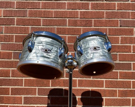 1970s Slingerland 6" / 8" Concert Tom Pair Sky Blue Pearl w/ Stand