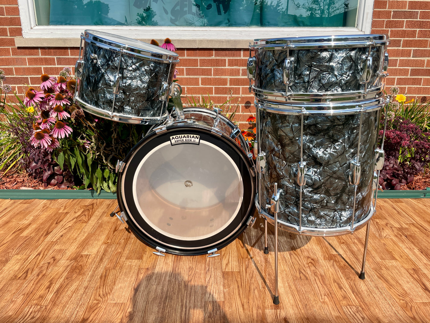 1960s Slingerland No. 74N Stage Band Drum Set Black Diamond Pearl 20/13/14 w/ 5.5x14 Snare Drum