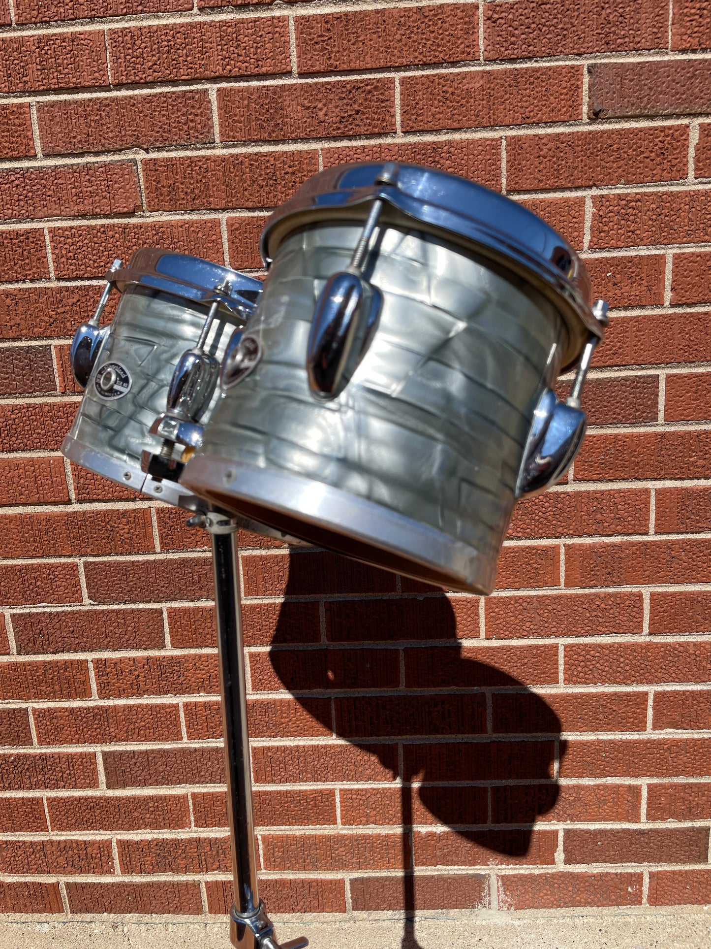 1970s Slingerland 6" / 8" Concert Tom Pair Sky Blue Pearl w/ Stand