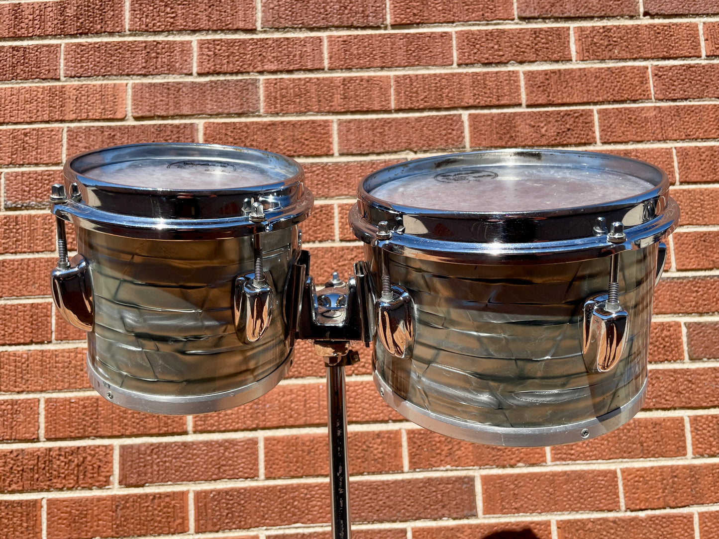 1970s Slingerland 6" / 8" Concert Tom Pair Sky Blue Pearl w/ Stand