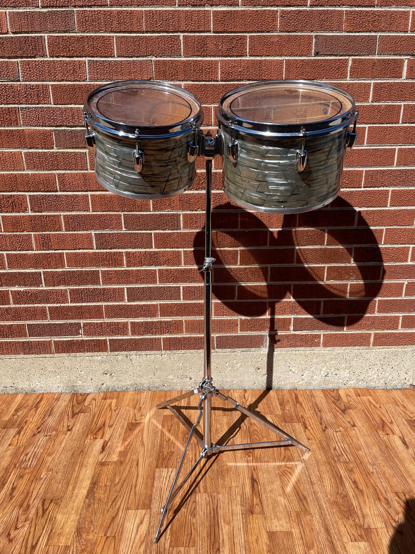 1970s Slingerland 10" / 12" Concert Tom Pair Sky Blue Pearl w/ Stand