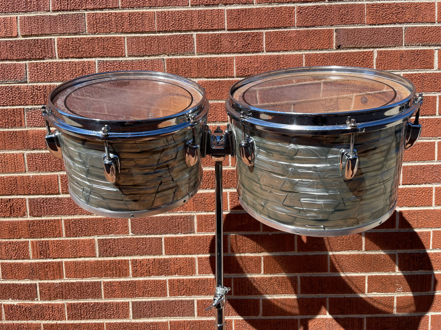 1970s Slingerland 10" / 12" Concert Tom Pair Sky Blue Pearl w/ Stand