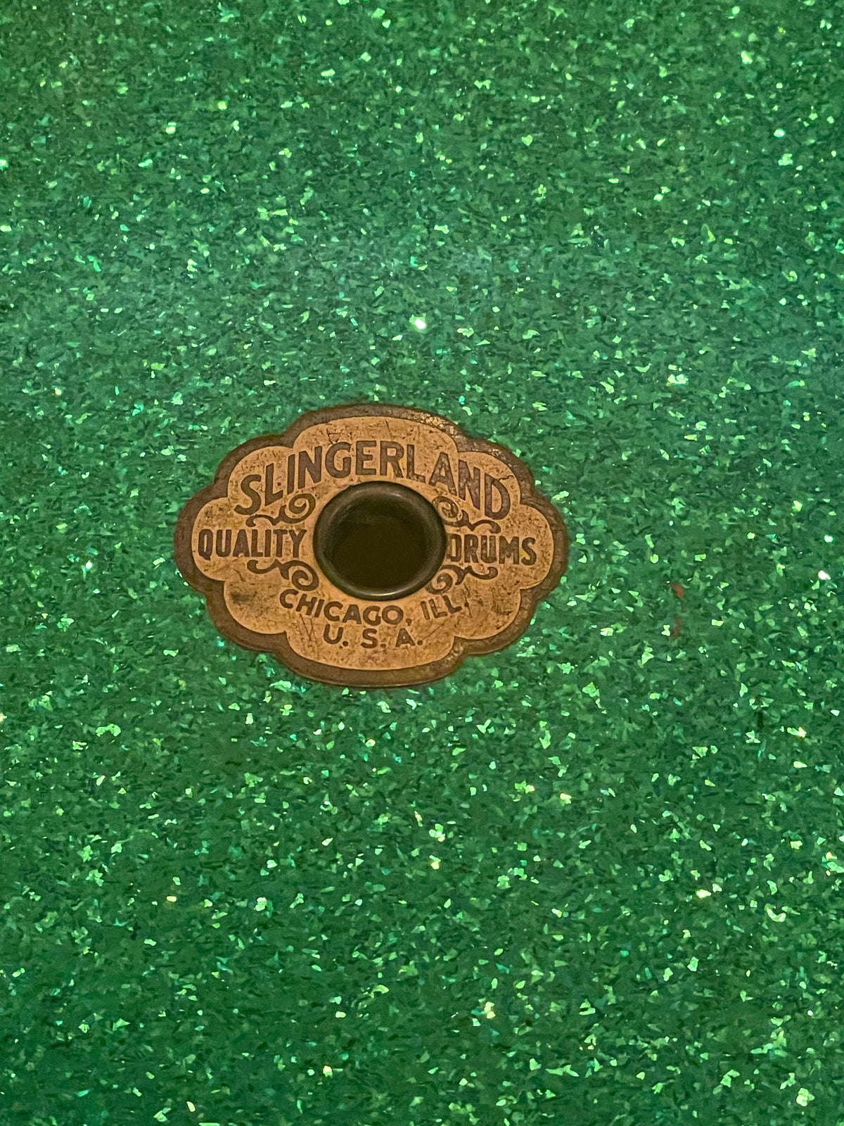 1920s-1930s Slingerland Radio King 2pc Drum Set Green Glass Glitter