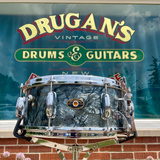 1960-62 Slingerland 5.5x14 Gene Krupa Radio King No. 143 Solid Shell Snare Drum Black Diamond Pearl