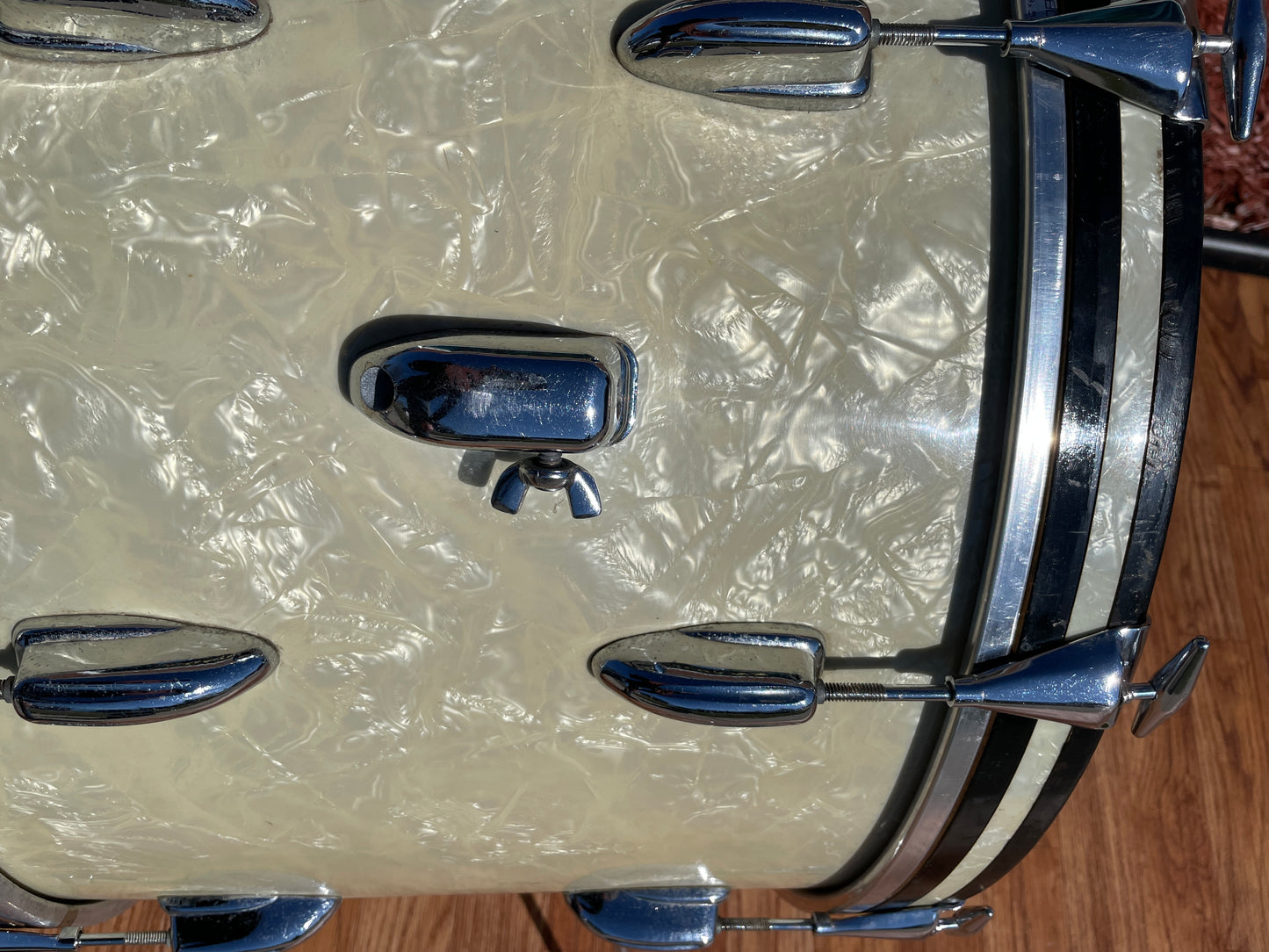 1960 Slingerland 14x22 No. 335 Gene Krupa Bass Drum White Marine Pearl
