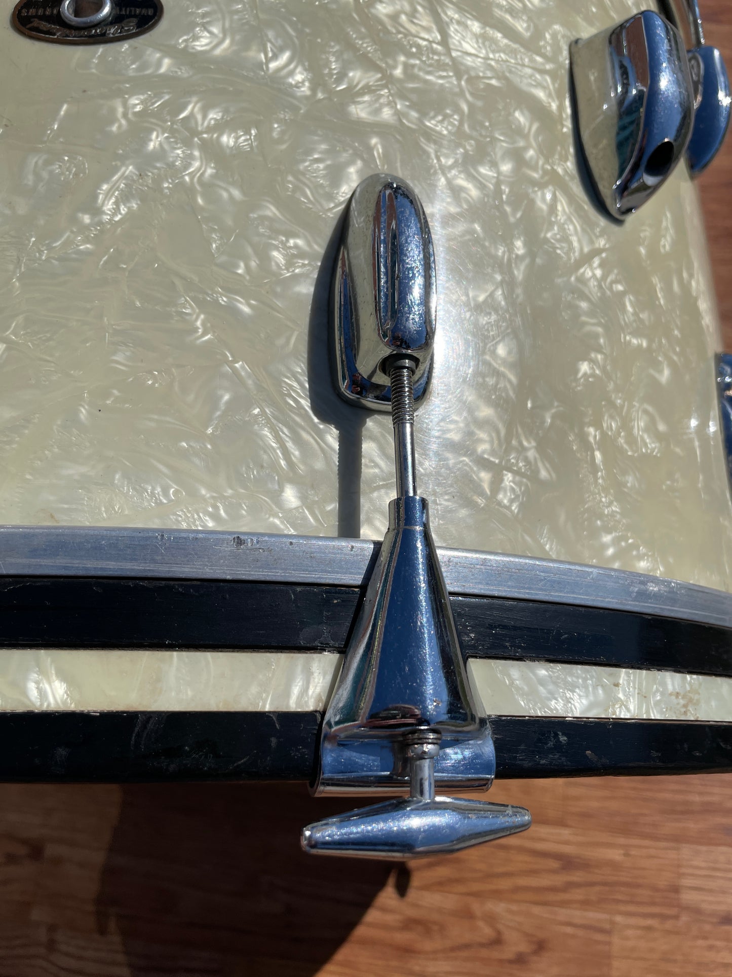 1960 Slingerland 14x22 No. 335 Gene Krupa Bass Drum White Marine Pearl