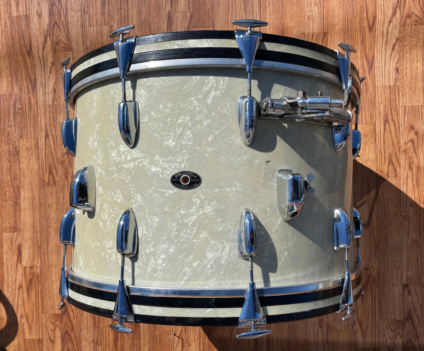 1960 Slingerland 14x22 No. 335 Gene Krupa Bass Drum White Marine Pearl
