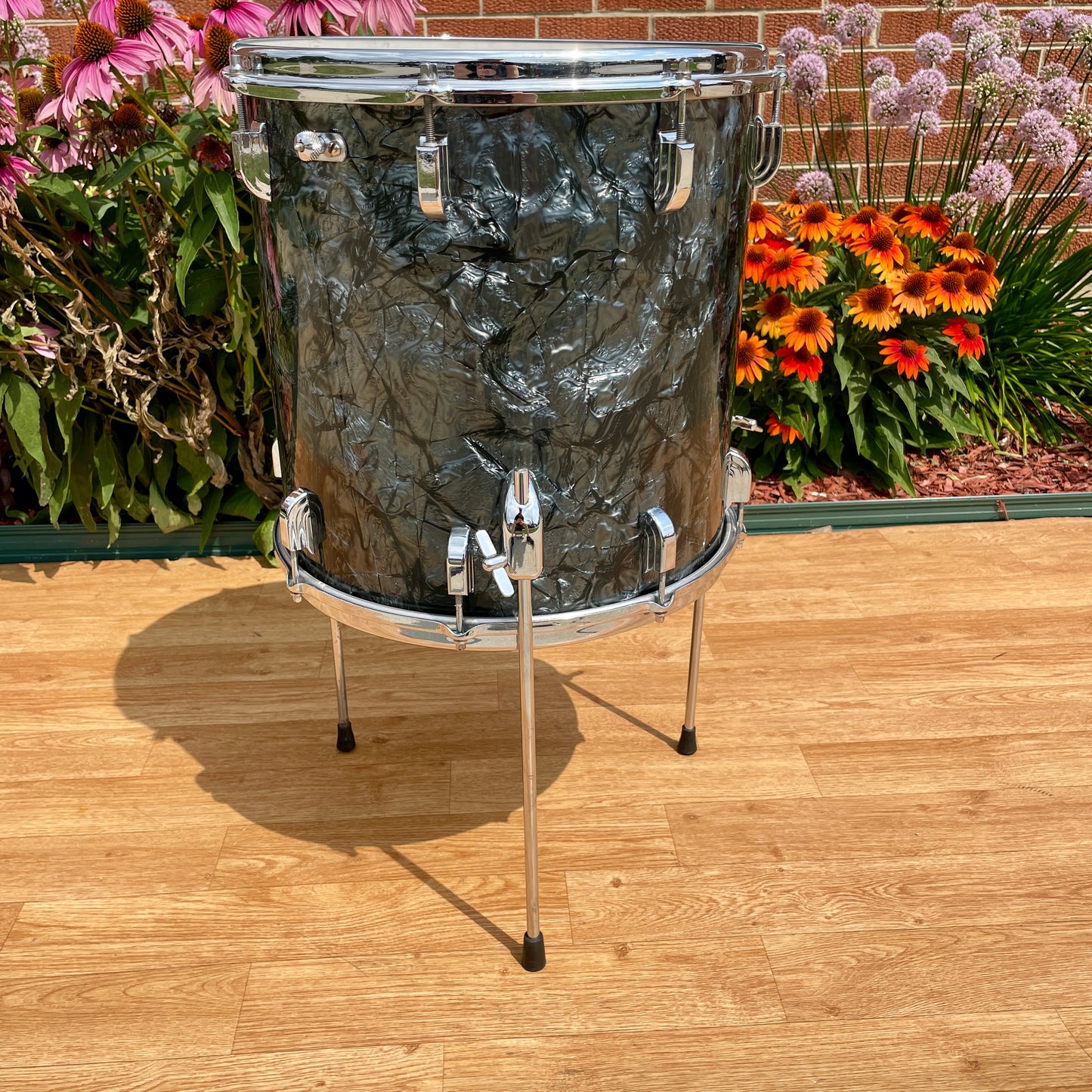 1960s Leedy by Slingerland 14x14 Floor Tom Single Drum Black Diamond Pearl