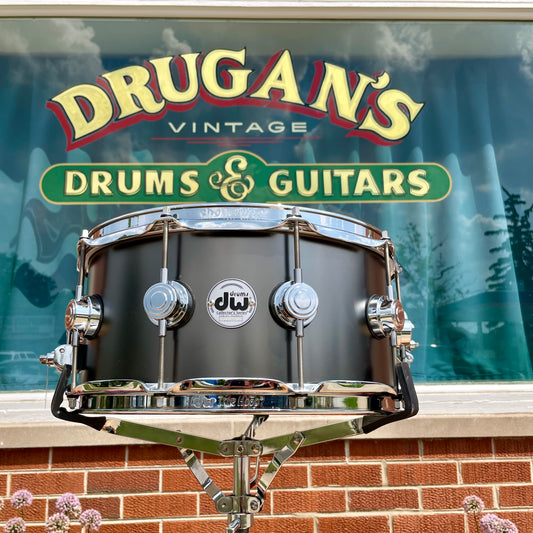 DW Collector's Series 6.5x14 Satin Black Over Brass Snare Drum w/ Box DRVD6514SVCBK
