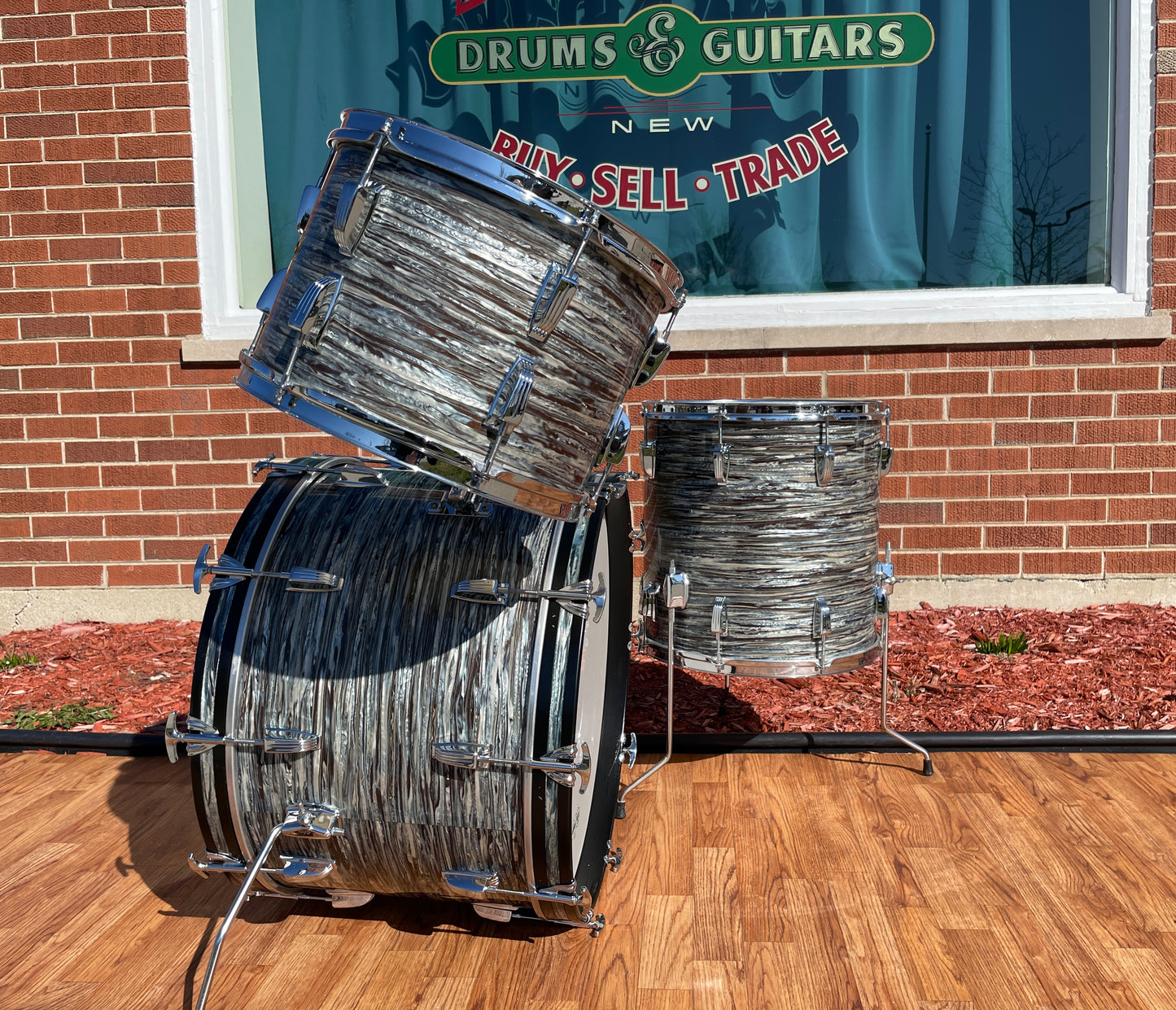 1964 Ludwig Super Classic Drum Set Oyster Blue Pearl 22/13/16 COB