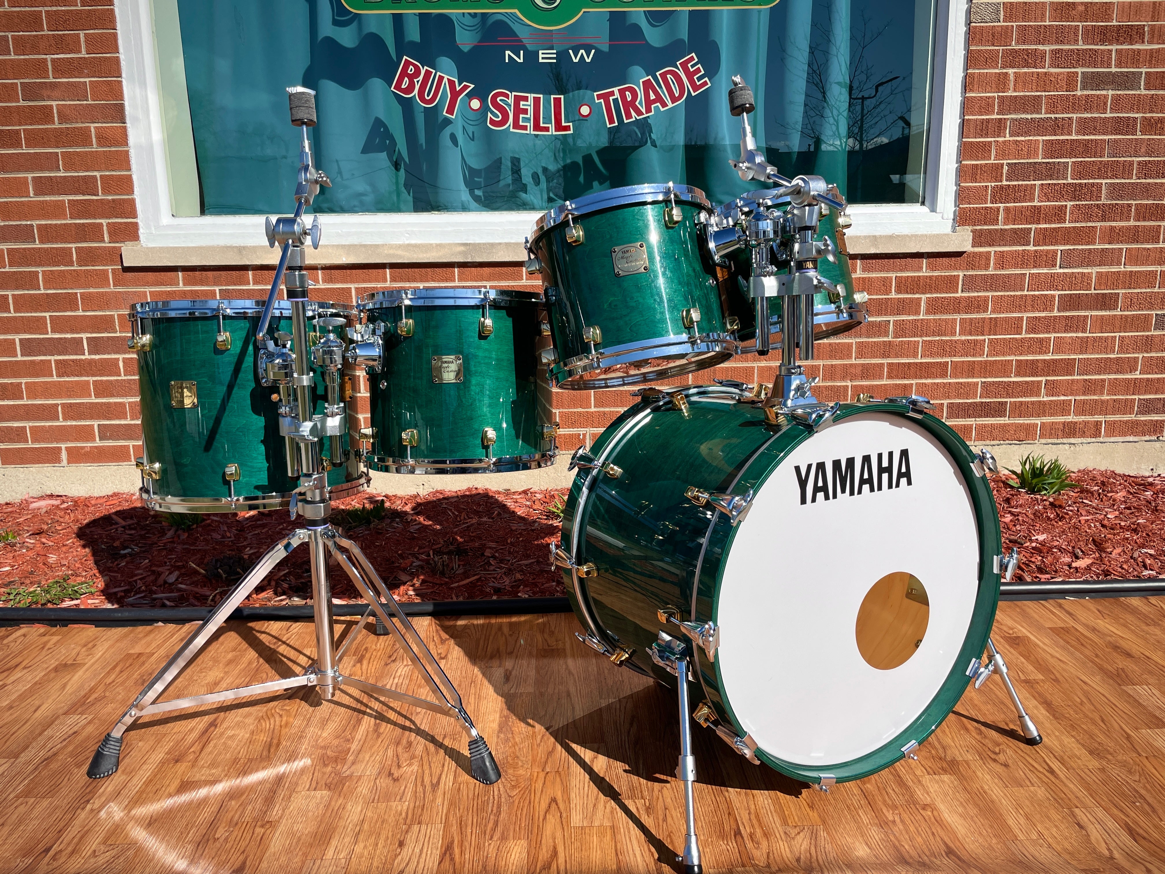 1994 Yamaha Maple Custom Drum Set Turquoise Maple MIJ 22/10/12/14