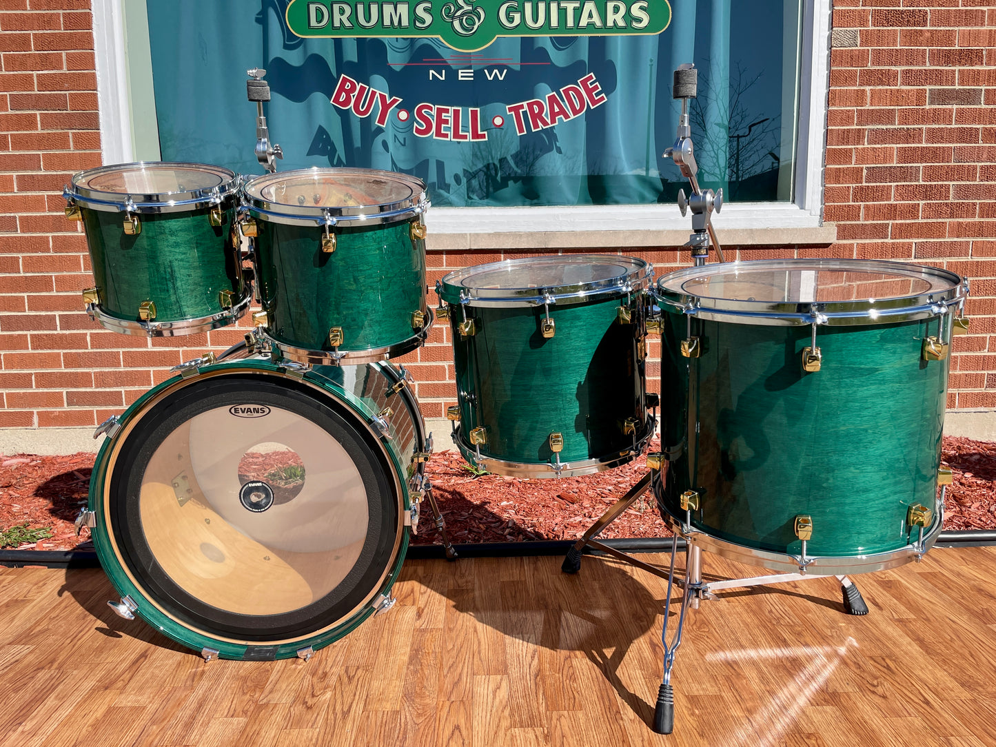 1994 Yamaha Maple Custom Drum Set Turquoise Maple MIJ 22/10/12/14/16
