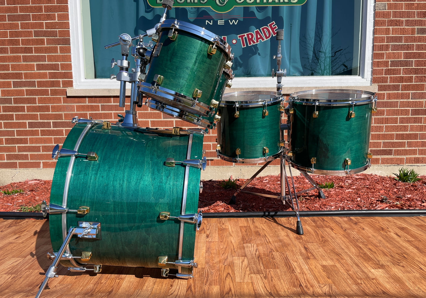 1994 Yamaha Maple Custom Drum Set Turquoise Maple MIJ 22/10/12/14/16
