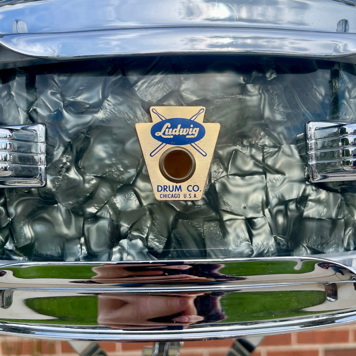 1958-1960 Ludwig Down Beat 4x14 Snare Drum Black Diamond Pearl
