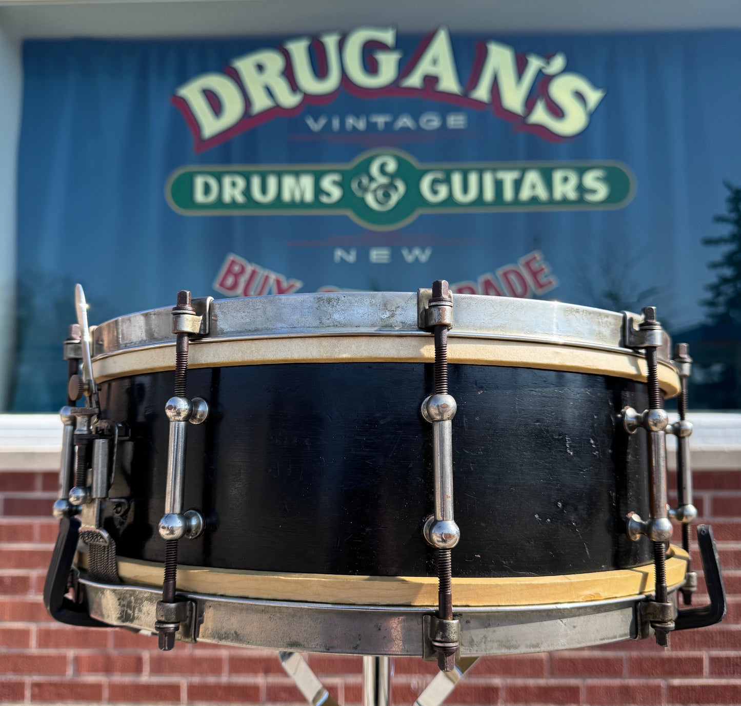 1928 Ludwig & Ludwig 5x14 No. 22 Professional Standard Solid Shell All-Round Model Snare Drum Black Lacquer
