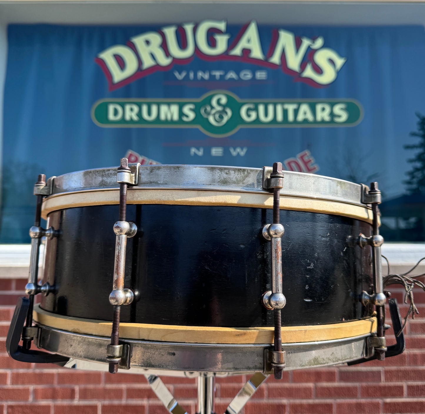 1928 Ludwig & Ludwig 5x14 No. 22 Professional Standard Solid Shell All-Round Model Snare Drum Black Lacquer