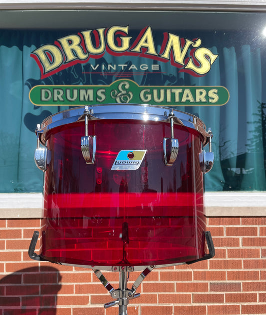 1970s Ludwig Vistalite 10x14 Concert Tom Drum Red