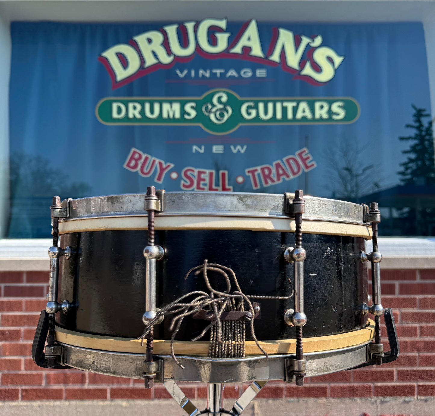 1928 Ludwig & Ludwig 5x14 No. 22 Professional Standard Solid Shell All-Round Model Snare Drum Black Lacquer