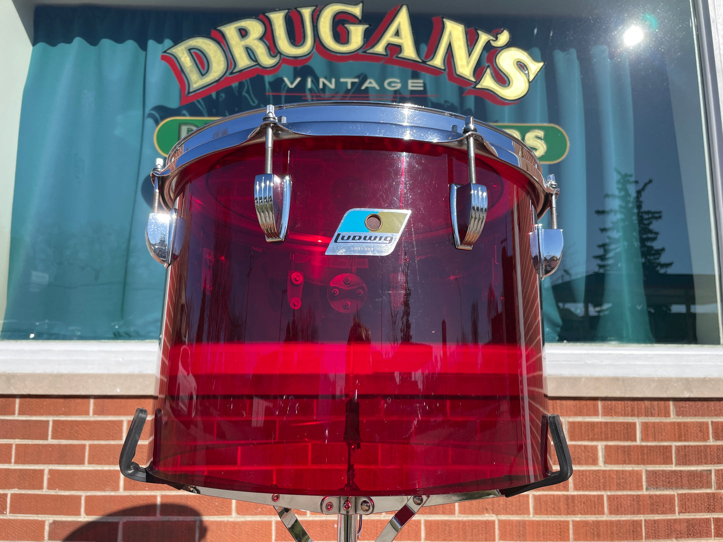 1970s Ludwig Vistalite 10x14 Concert Tom Drum Red