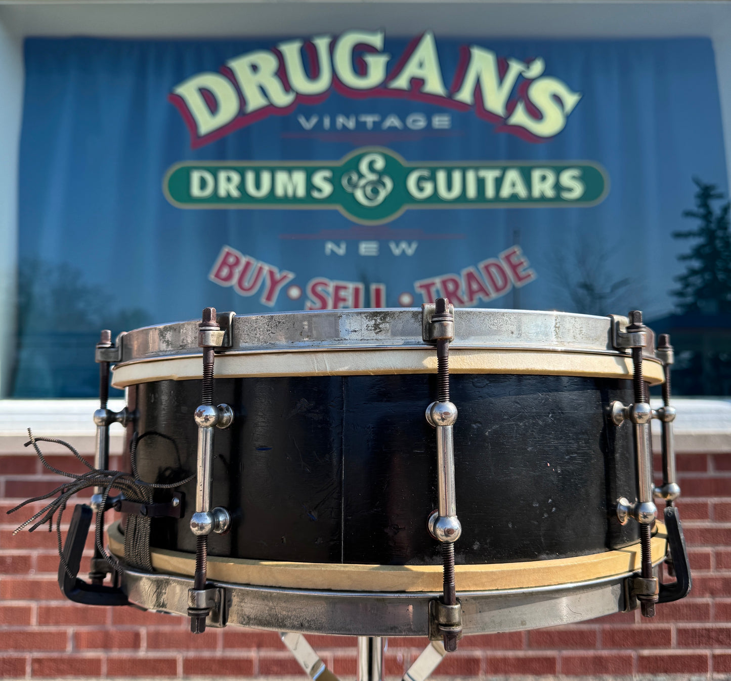 1928 Ludwig & Ludwig 5x14 No. 22 Professional Standard Solid Shell All-Round Model Snare Drum Black Lacquer