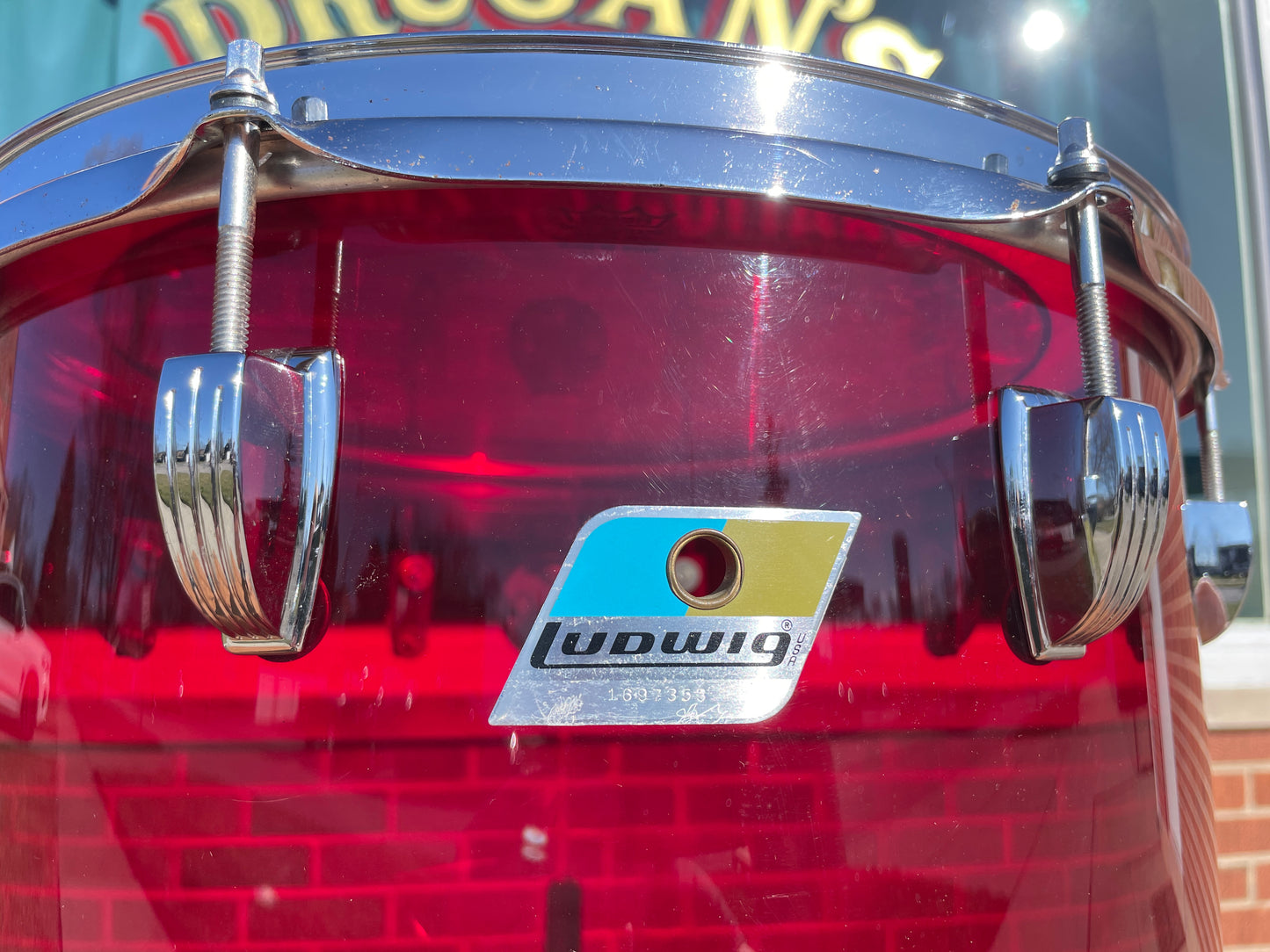 1970s Ludwig Vistalite 10x14 Concert Tom Drum Red