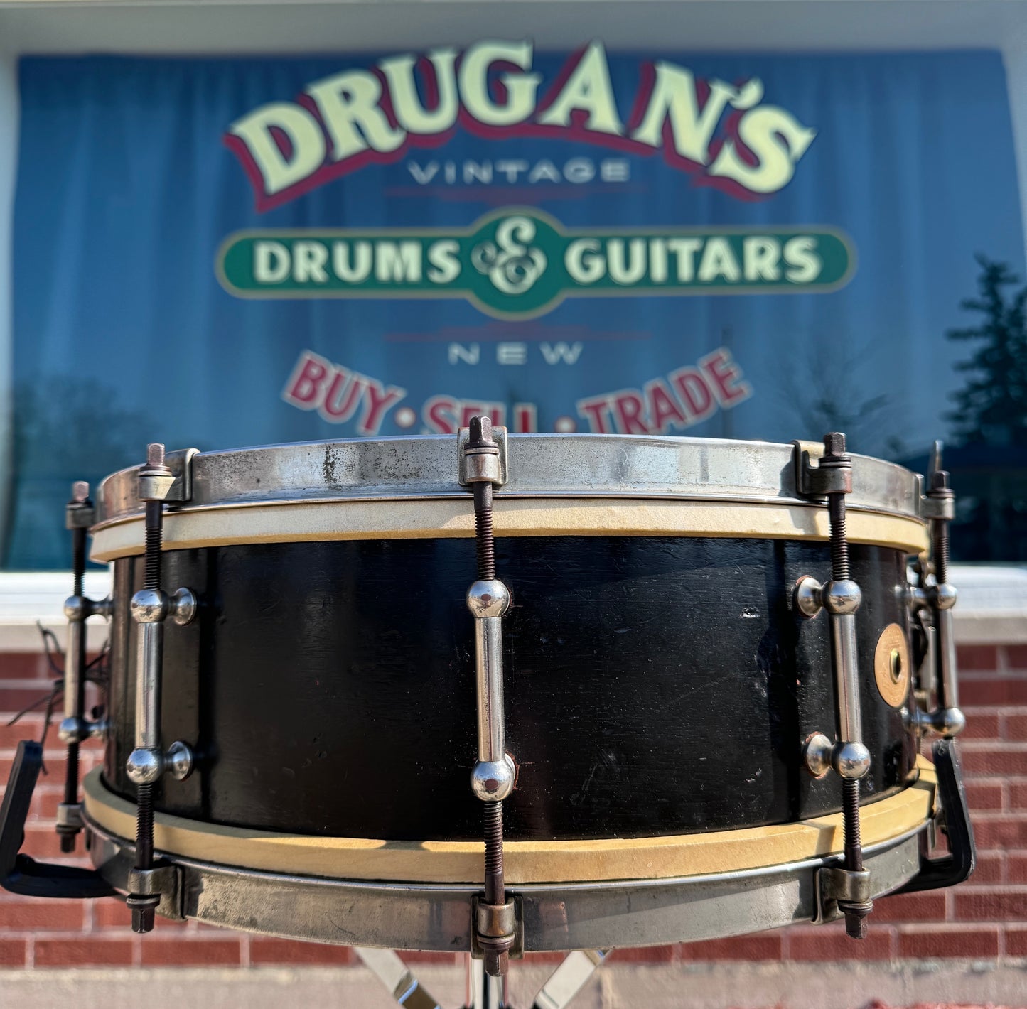 1928 Ludwig & Ludwig 5x14 No. 22 Professional Standard Solid Shell All-Round Model Snare Drum Black Lacquer