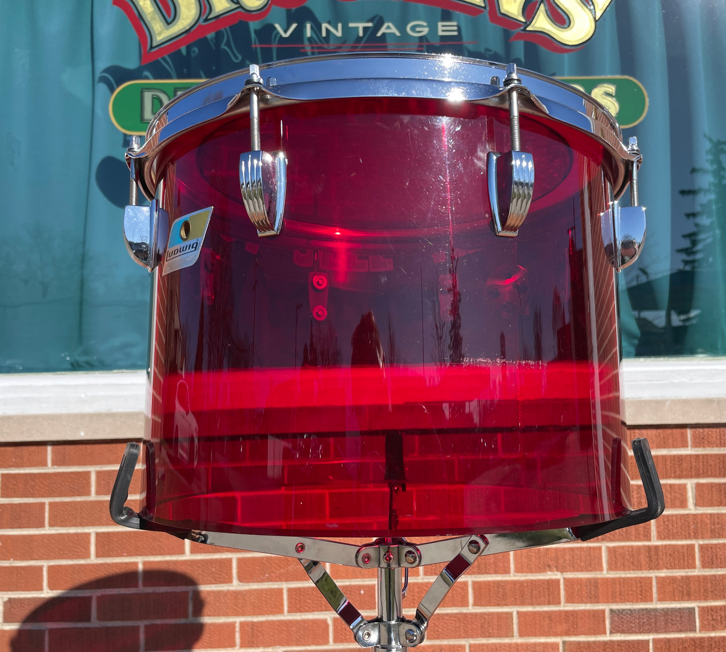 1970s Ludwig Vistalite 10x14 Concert Tom Drum Red