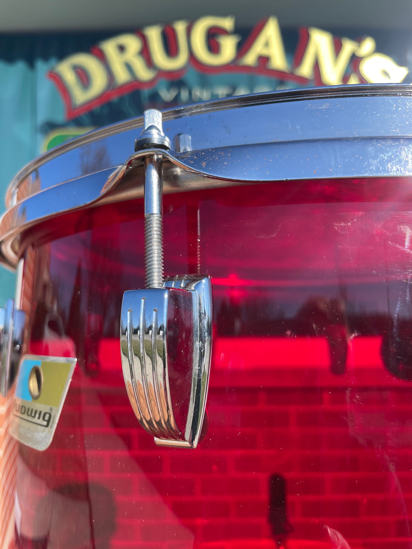 1970s Ludwig Vistalite 10x14 Concert Tom Drum Red