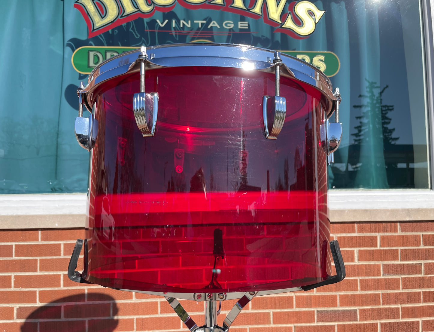 1970s Ludwig Vistalite 10x14 Concert Tom Drum Red