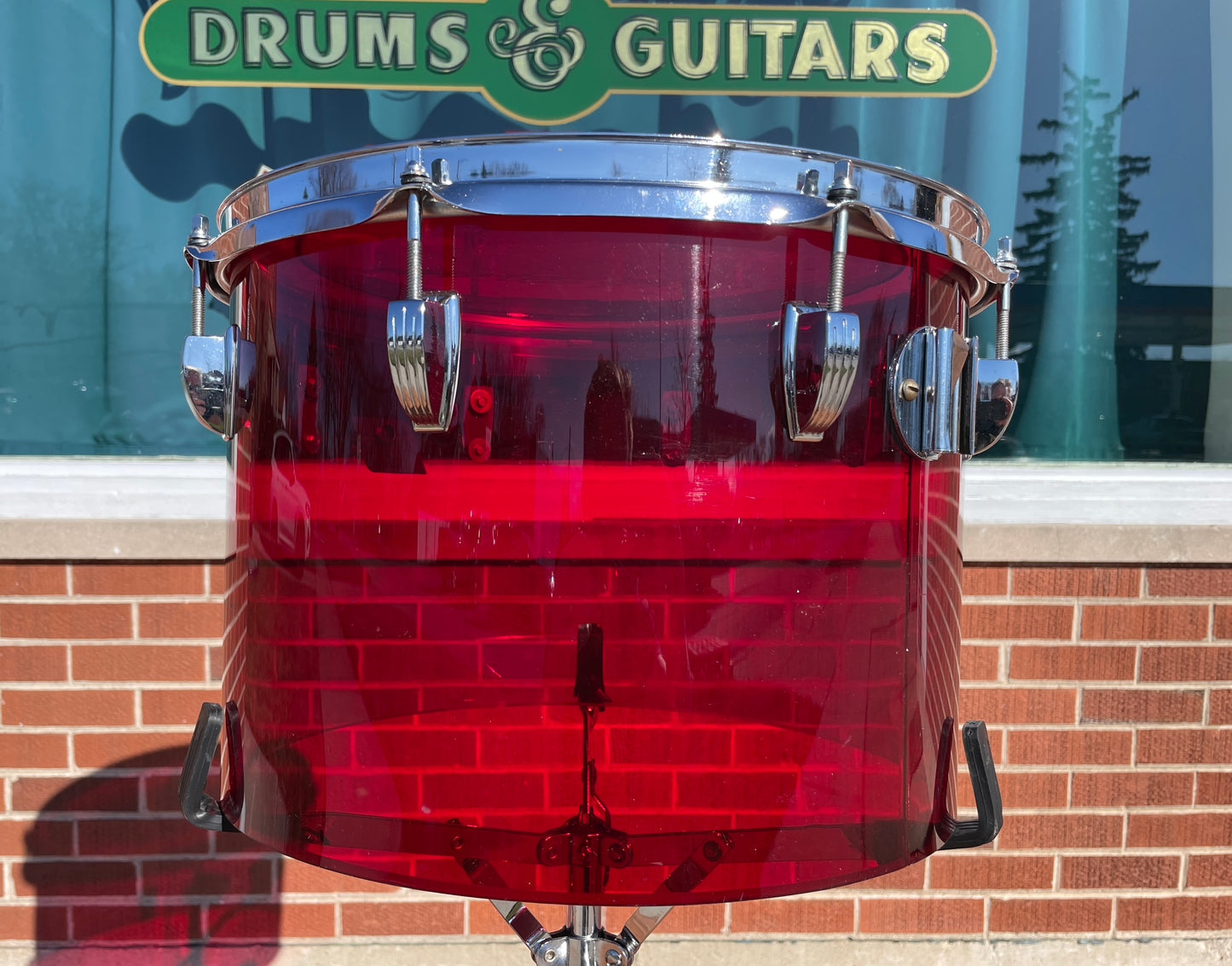 1970s Ludwig Vistalite 10x14 Concert Tom Drum Red
