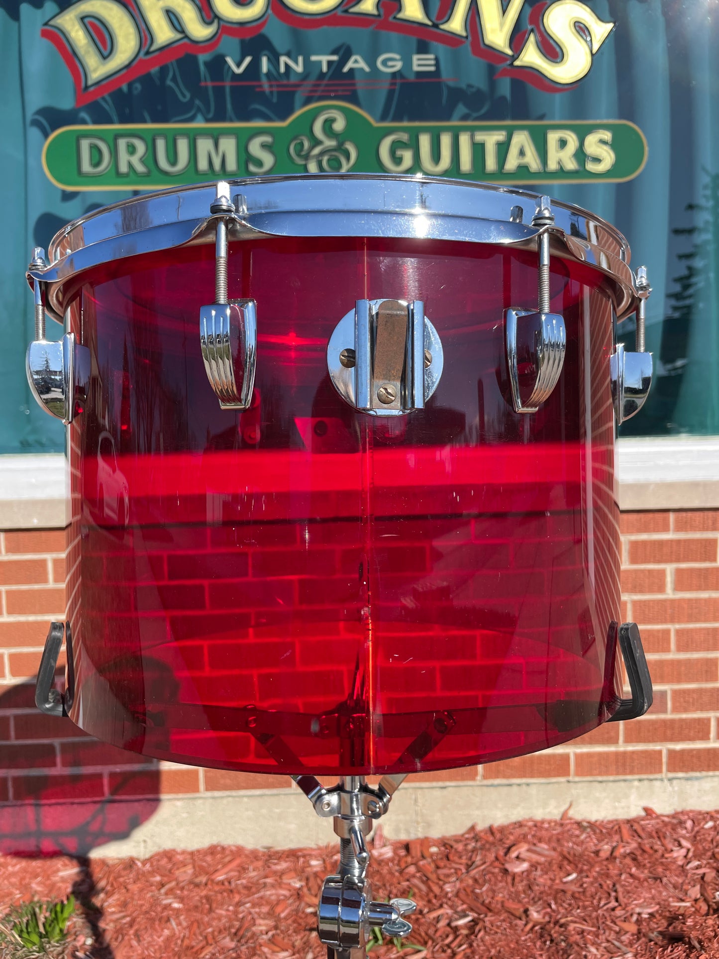 1970s Ludwig Vistalite 10x14 Concert Tom Drum Red