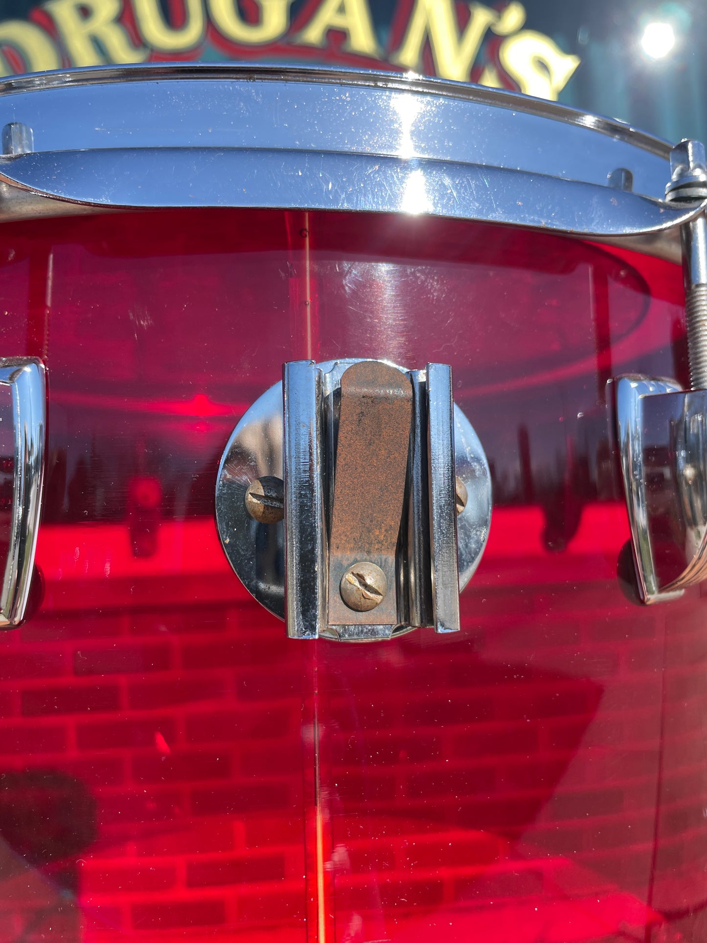 1970s Ludwig Vistalite 10x14 Concert Tom Drum Red